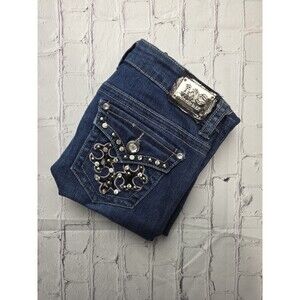 Miss Chic Women's 28x31 Skinny Low Rise Embellished Jeans